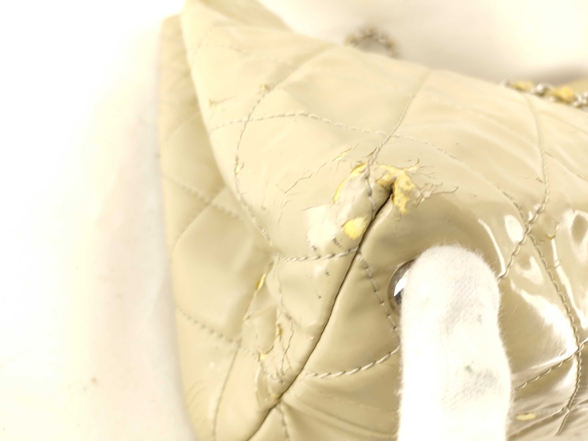 CHANEL Patent/Chain Tote Bag