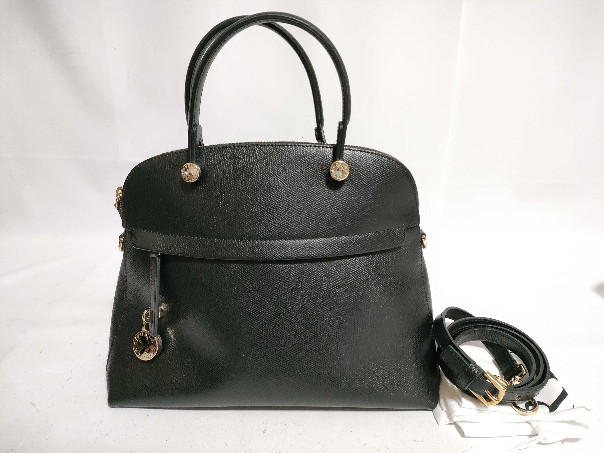 FURLA Piper Leather 2WAY Handbag Shoulder Tote Crossbody Handbag