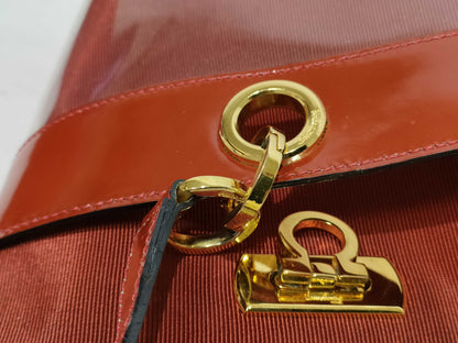 Salvatore Ferragamo enamel shoulder bag, red