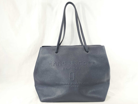 MARC JACOBS Leather Tote Bag Navy Tote Bag