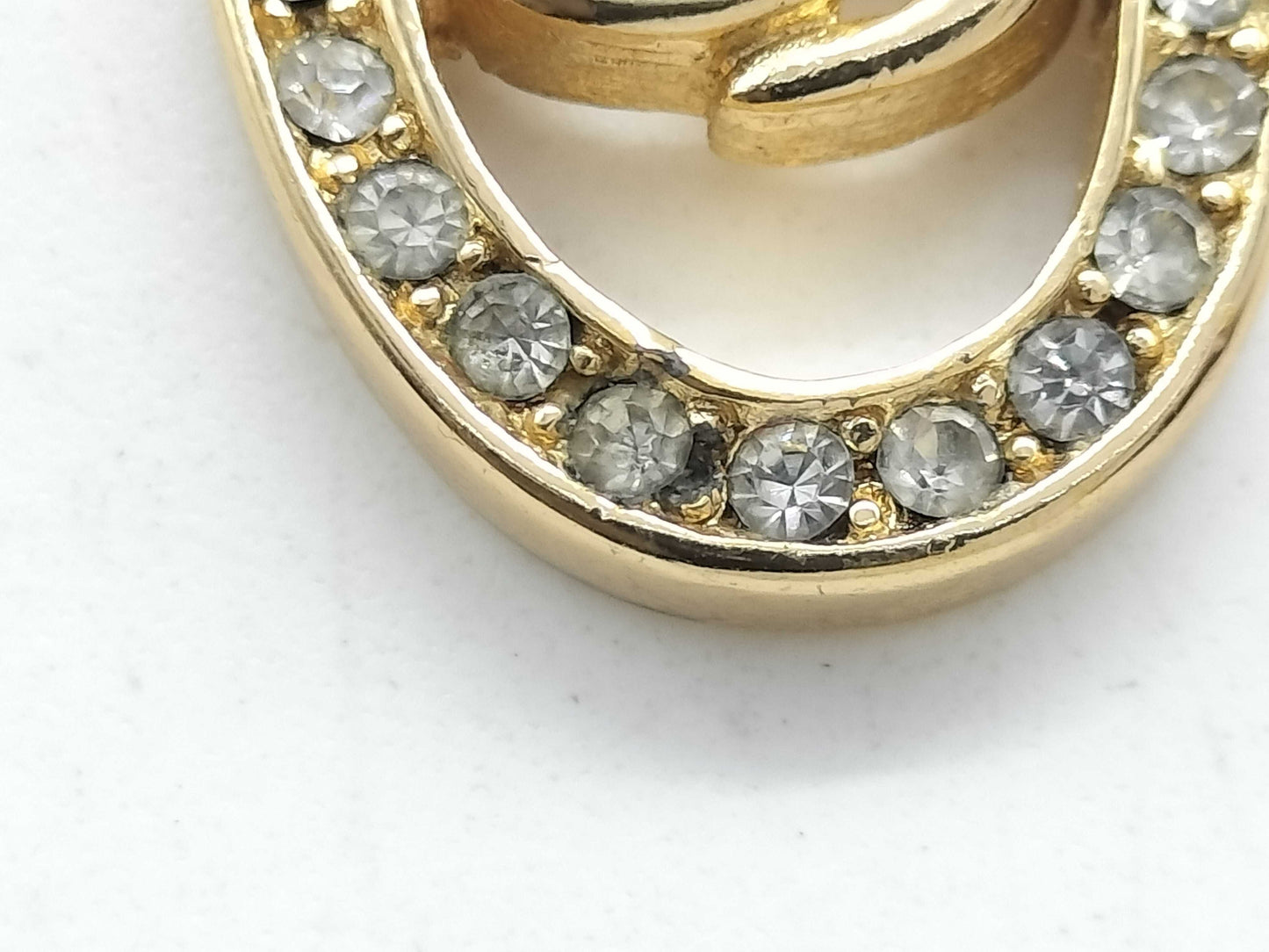 Dior Circle Logo Rhinestone Top Pendant Top