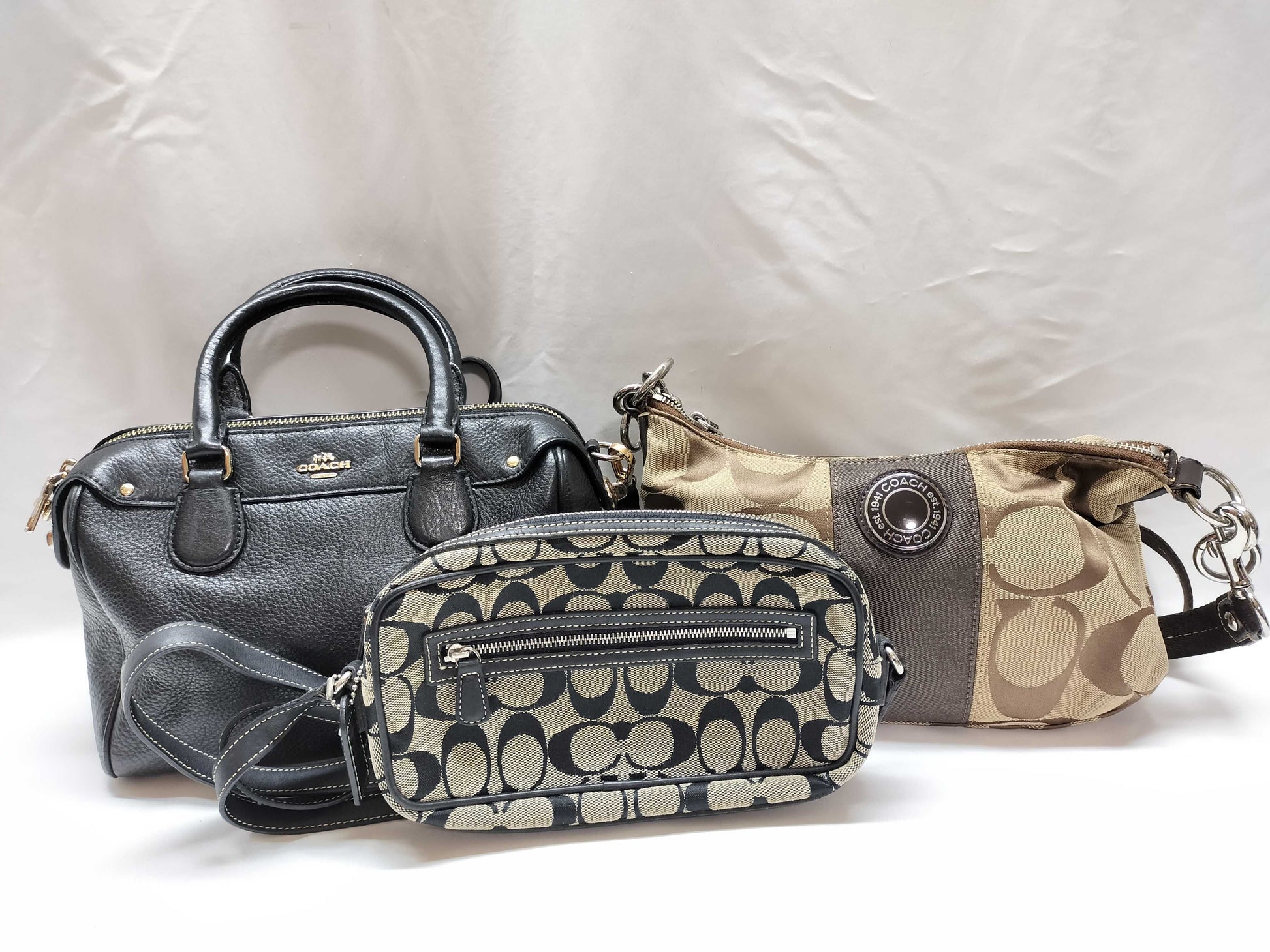 COACH Signature Leather/2-Way Shoulder Bag 3-Piece Set