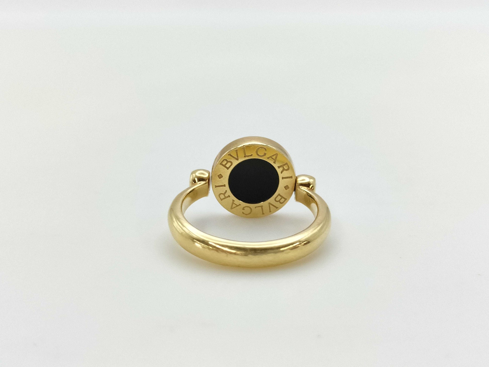 BVLGARI BB Flip Coral Onyx YG 750 5.9g Ring 