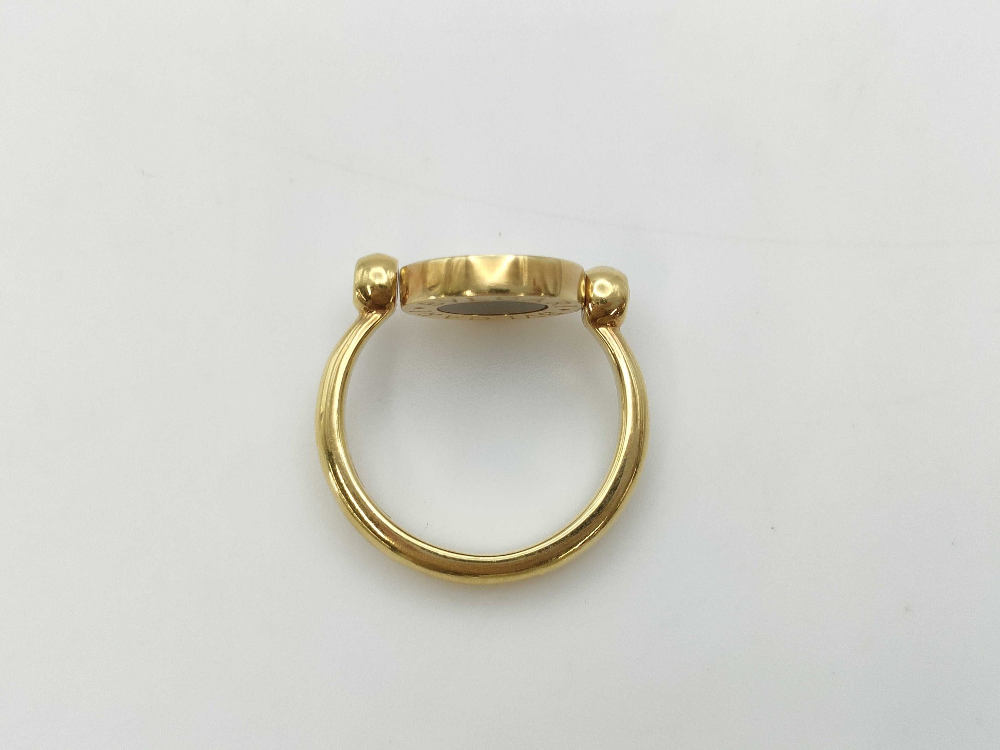 BVLGARI BB Flip Coral Onyx YG 750 5.9g Ring 