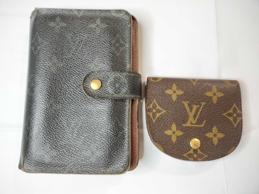 LOUIS VUITTON Monogram M61207 Porte Papier Zip M61970 Porte Monnaie Gusé 2-piece Wallet