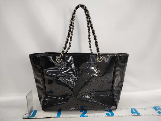 CHANEL Patent Leather/Triple Coco/Tote Bag