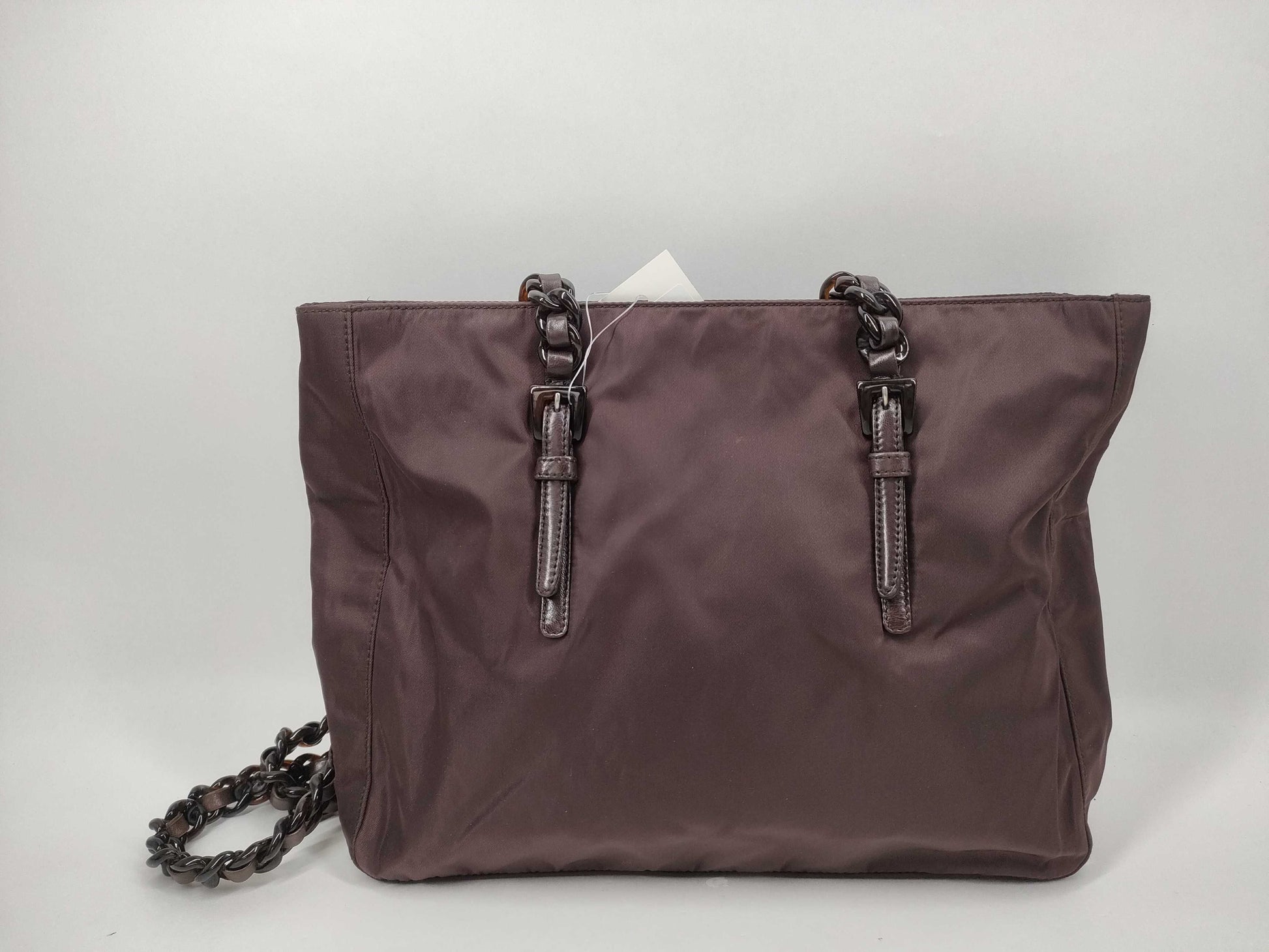 PRADA Nylon Chain Shoulder Tote Bag