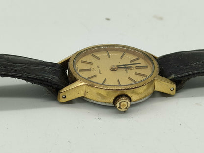 OMEGA De Ville SS/GP/Leather/Hand-Wound Women's Watch