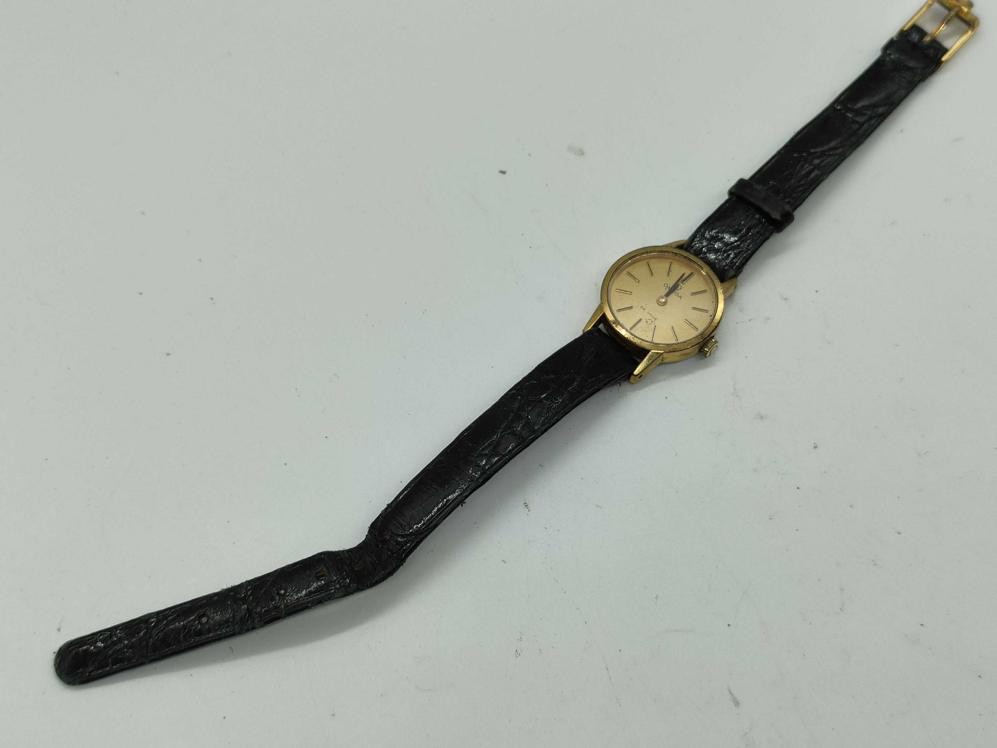 OMEGA De Ville SS/GP/Leather/Hand-Wound Women's Watch