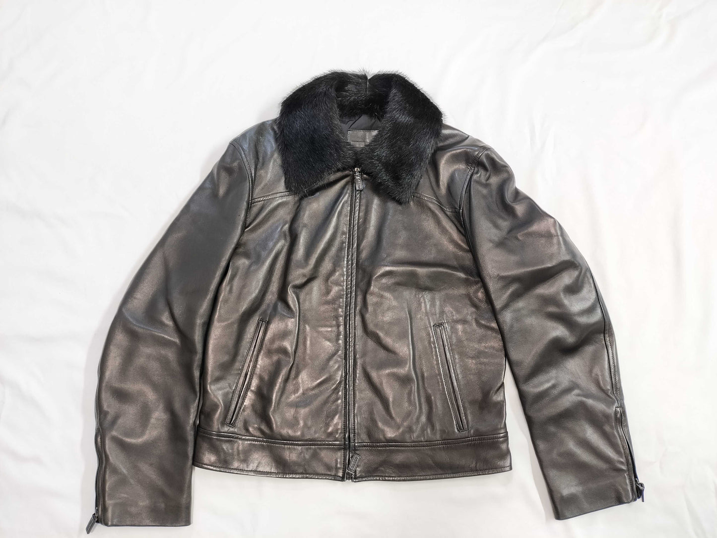 BALLY Lamb Jacket Men's Fur Neck Jacket