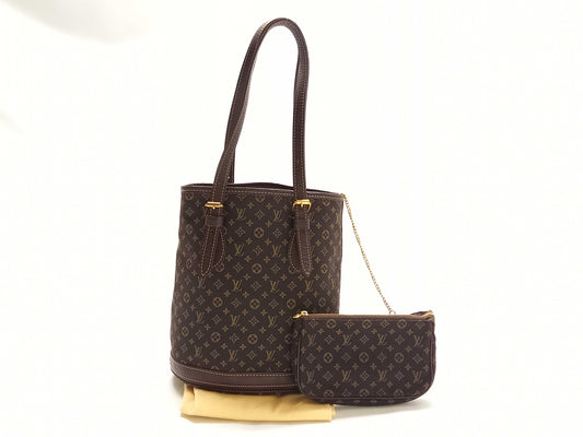 LOUIS VUITTON Monogram Minilan M95226 Bucket PM Tote Bag with Pouch