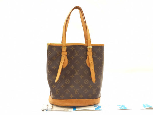 LOUIS VUITTON Monogram Bucket PM Tote Bag with Pouch