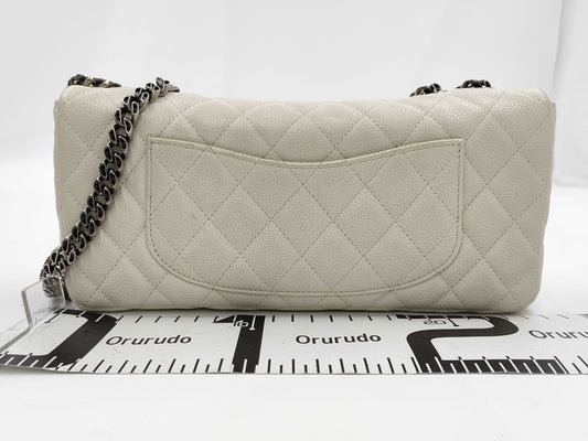 CHANEL Caviar Skin 2.55 Chain Shoulder Single Flap White Shoulder Bag