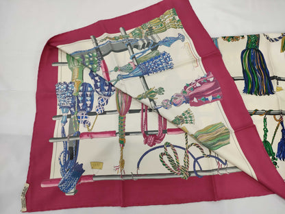 HERMES Carré 90 Passementerie Quadri Scarf with Cord