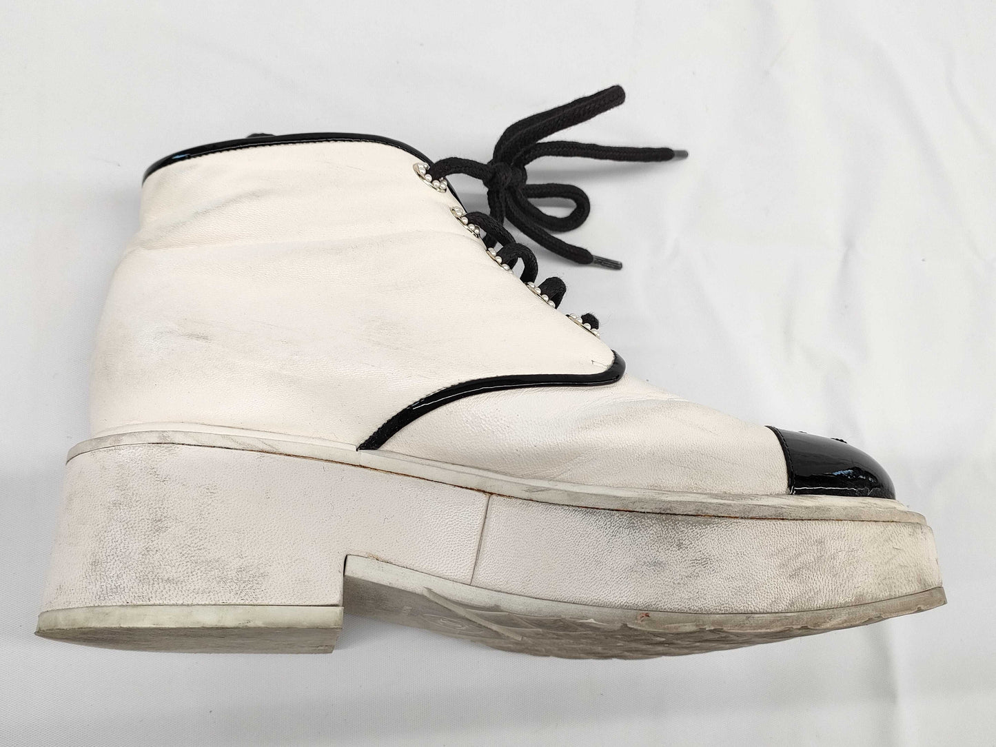 CHANEL White 35 1/2C Coco Sneakers