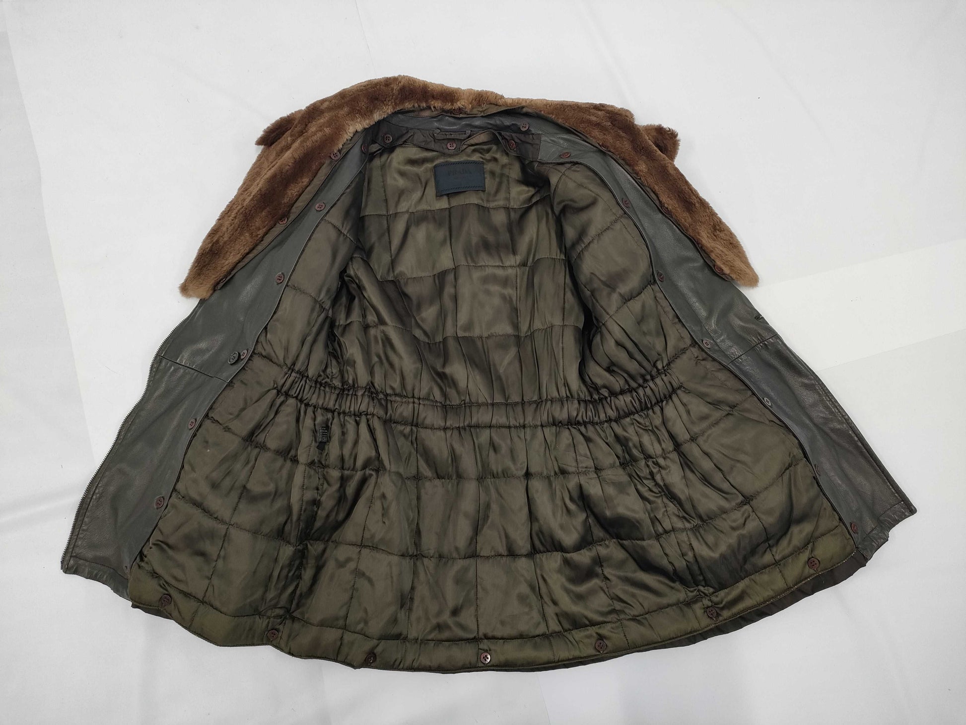 PRADA nylon coat with fur jacket