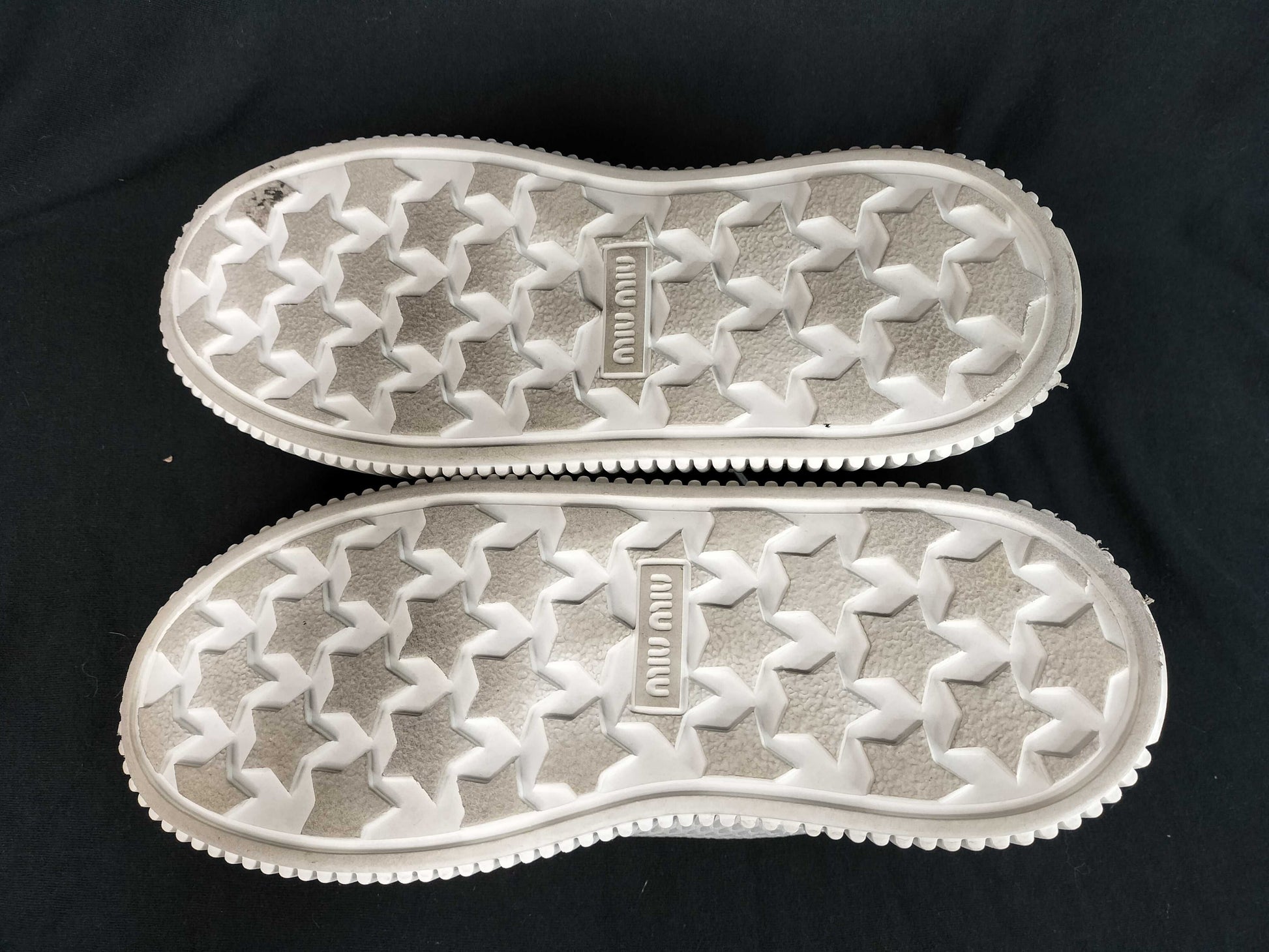 Miu Miu Logo Mesh Sneakers, Size 36, White