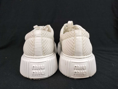 Miu Miu Logo Mesh Sneakers, Size 36, White