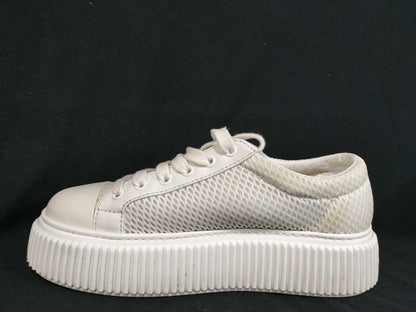 Miu Miu Logo Mesh Sneakers, Size 36, White