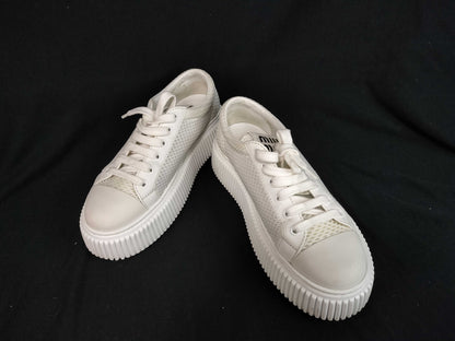 Miu Miu Logo Mesh Sneakers, Size 36, White