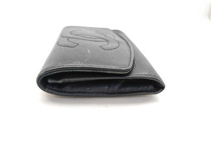 CHANEL Caviar Skin Coco Mark Folding Wallet