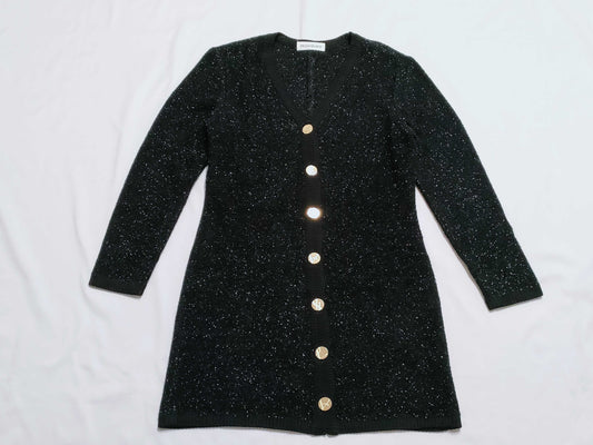Yves Saint Laurent Knit Cardigan in Black with Lamé