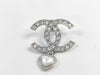 CHANEL B23 B Coco Rhinestone Heart Pin Brooch