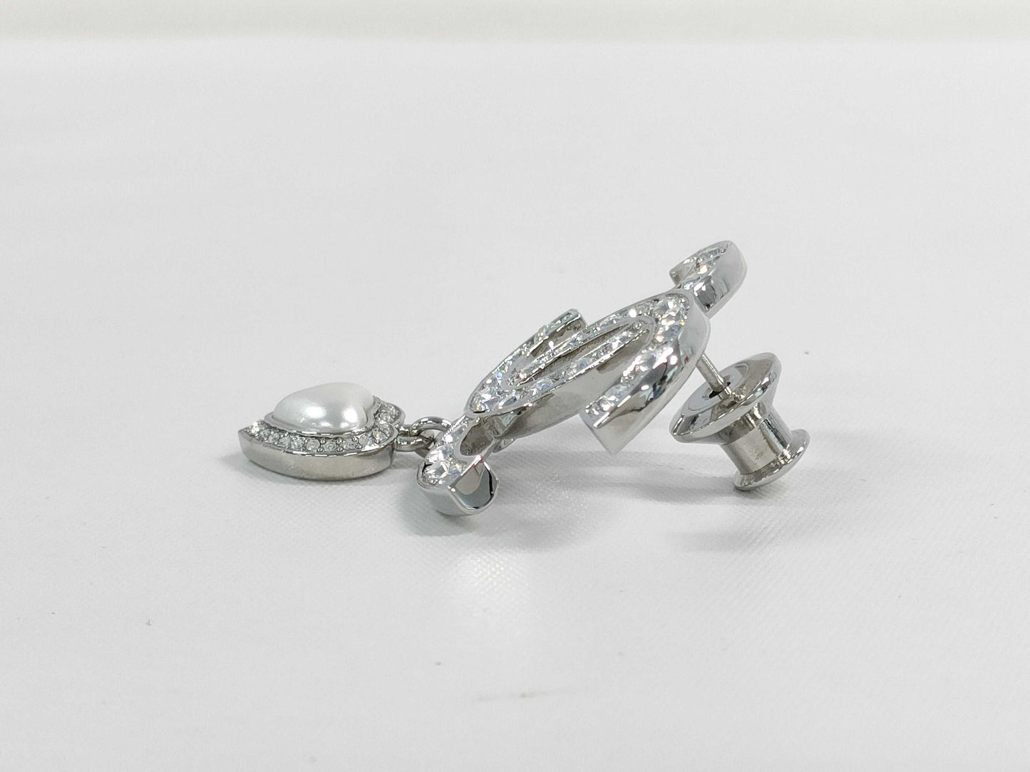 CHANEL B23 B Coco Rhinestone Heart Pin Brooch