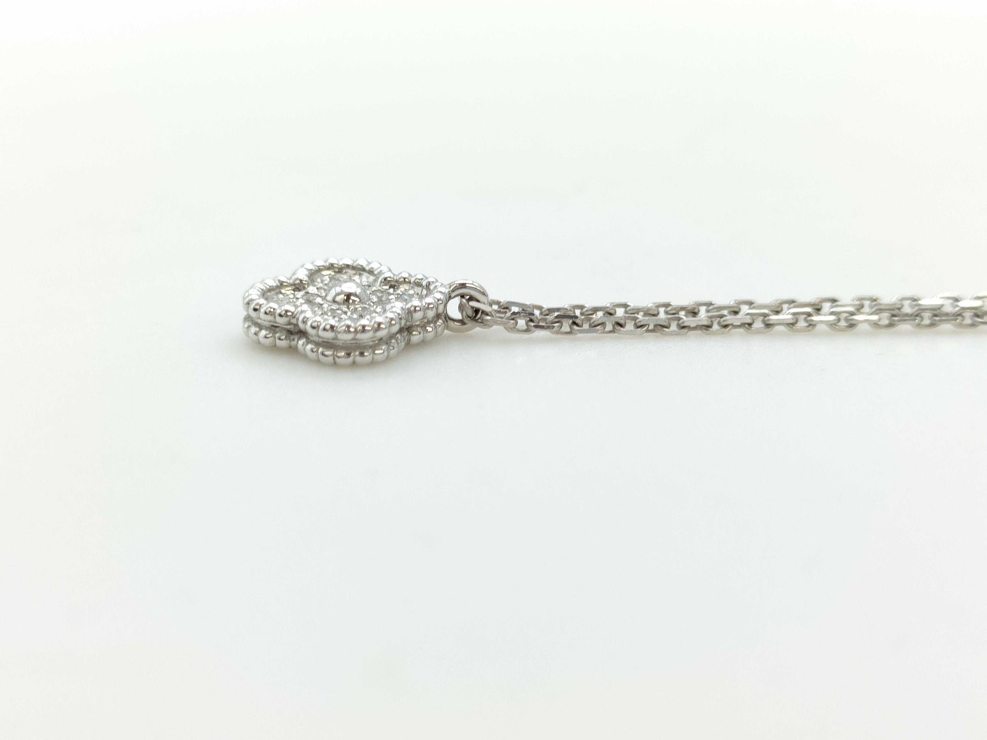 Van Cleef & Arpels Sweet Alhambra Diamond Necklace in WG Au750, 3.4g 