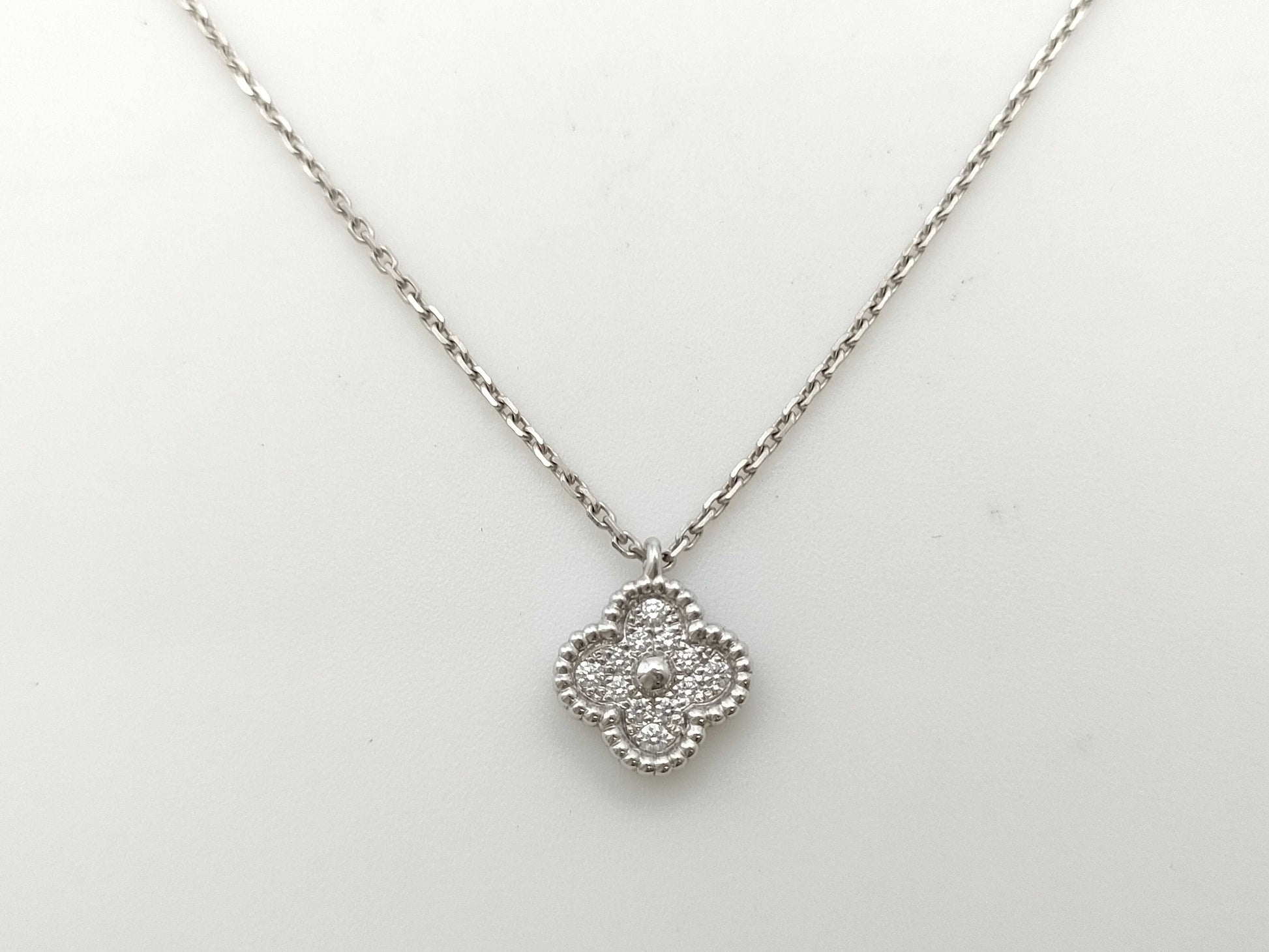 Van Cleef & Arpels Sweet Alhambra Diamond Necklace in WG Au750, 3.4g 