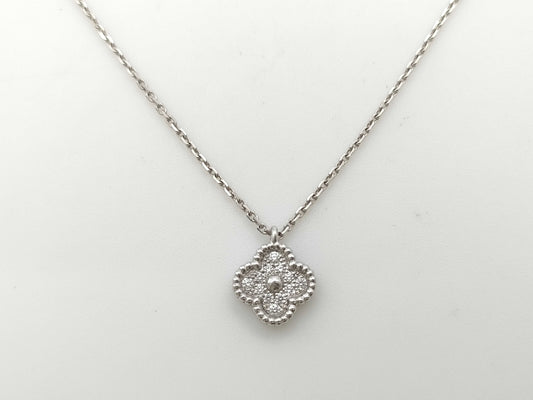 Van Cleef & Arpels Sweet Alhambra Diamond Necklace in WG Au750, 3.4g 