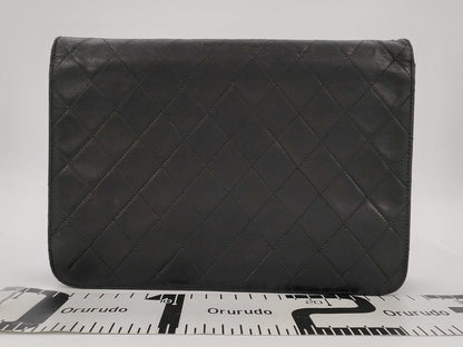 CHANEL Lambskin Matelasse Single Flap Push Lock Shoulder Bag