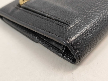 CHANEL Caviar Skin Coco Mark Bifold Wallet