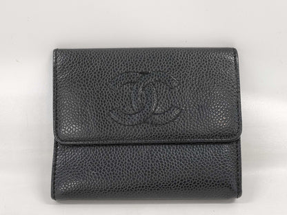 CHANEL Caviar Skin Coco Mark Bifold Wallet
