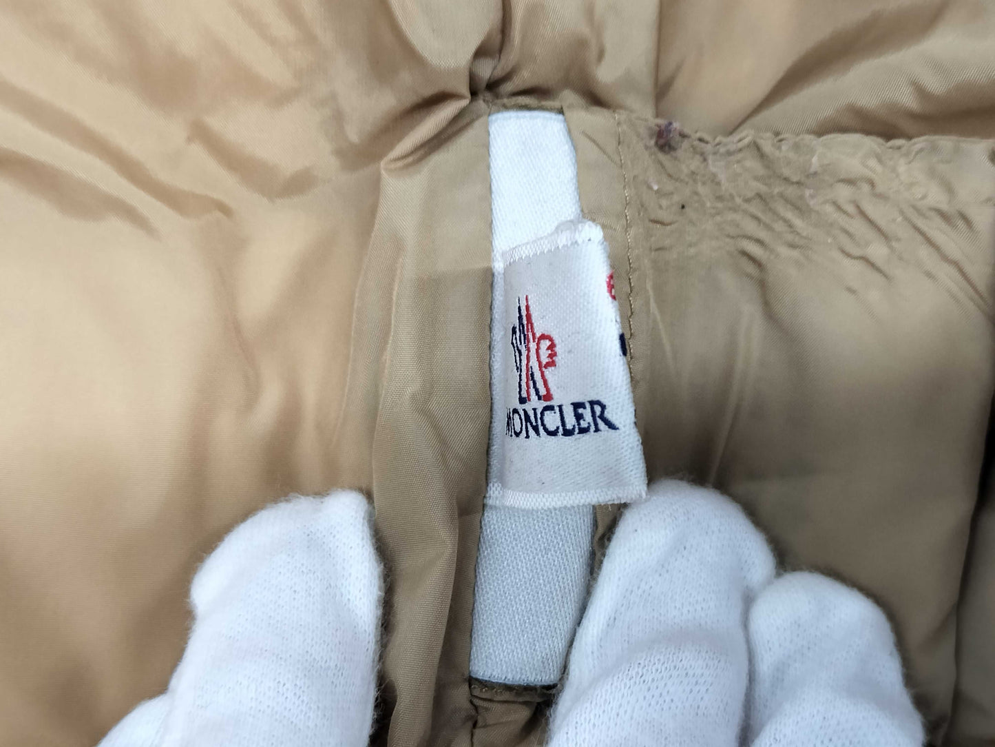 MONCLER Gazelle Down Coat, Beige, Cuff Stains, etc.