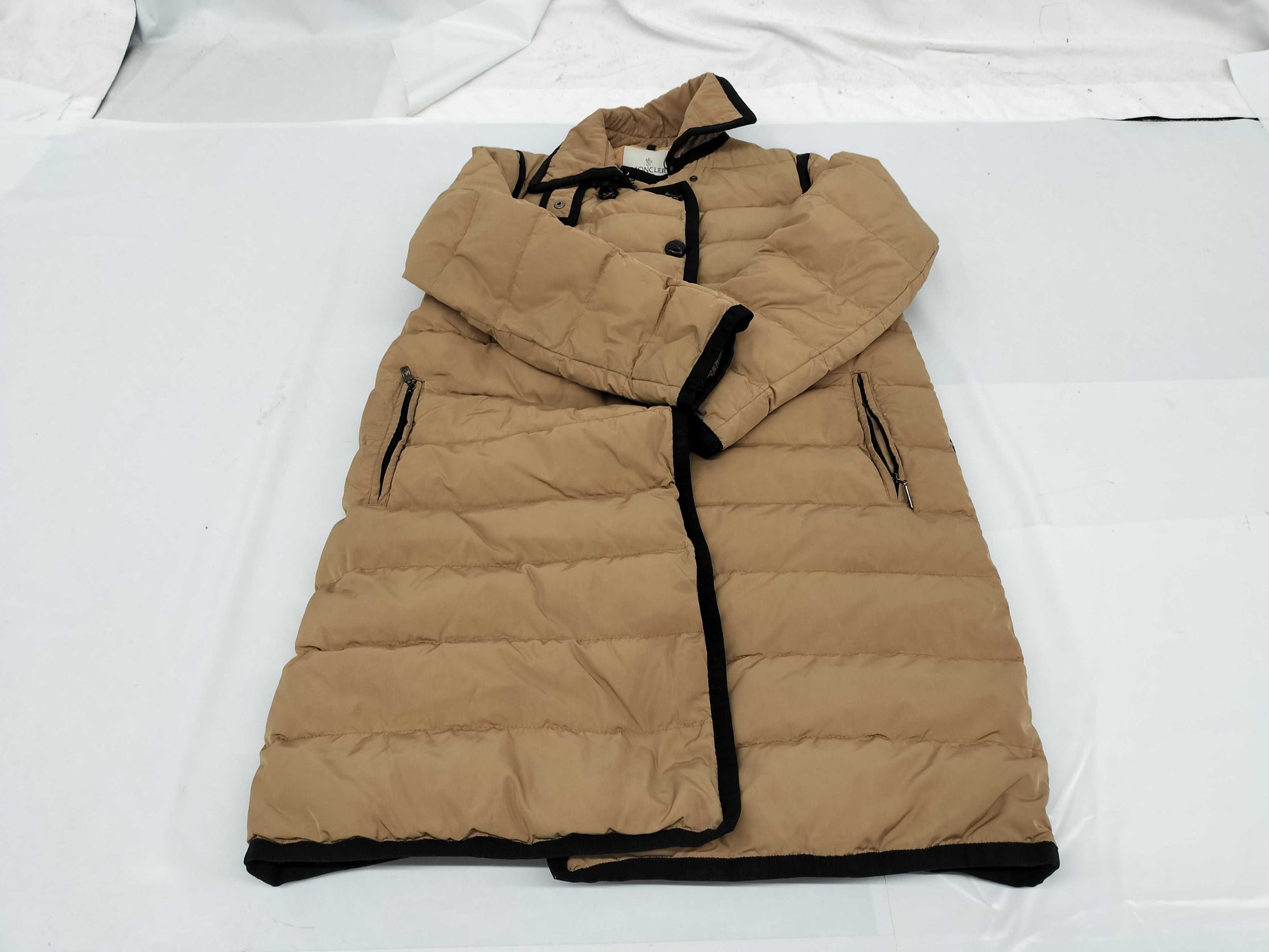 MONCLER Gazelle Down Coat, Beige, Cuff Stains, etc.