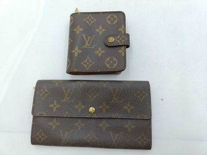 LOUIS VUITTON Monogram Portefeuille Sarah M61734 with Velcro mark/Compact Zip M61667 Wallet