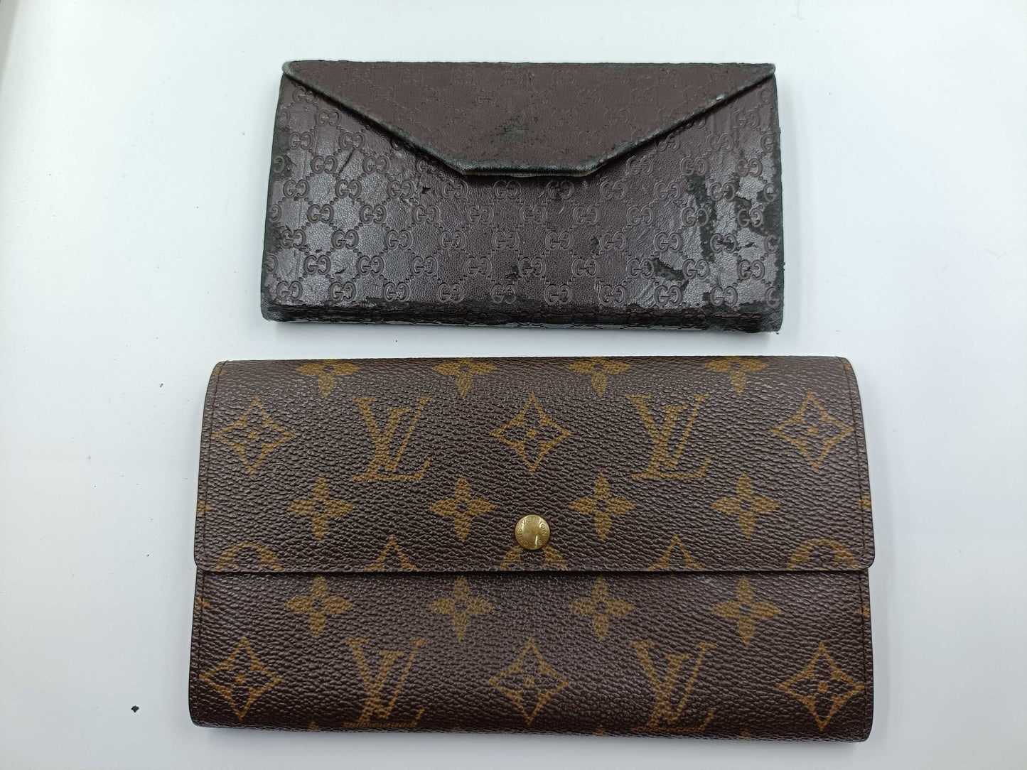 LOUIS VUITTON Monogram/Gucci Long Wallet Set 