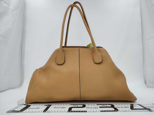TODS Beige/Leather/Silver Hardware/Hand/Tote Handbag