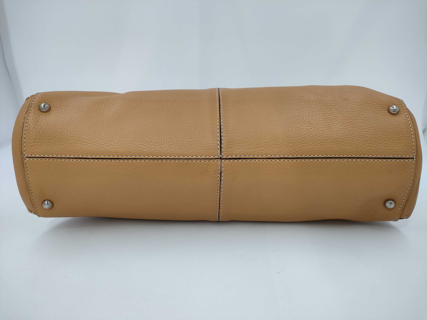 TODS Beige/Leather/Silver Hardware/Hand/Tote Handbag