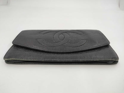 CHANEL Caviar Leather Wallet with Large Coco Mark