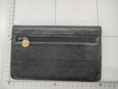 CHANEL Caviar Leather Wallet with Large Coco Mark