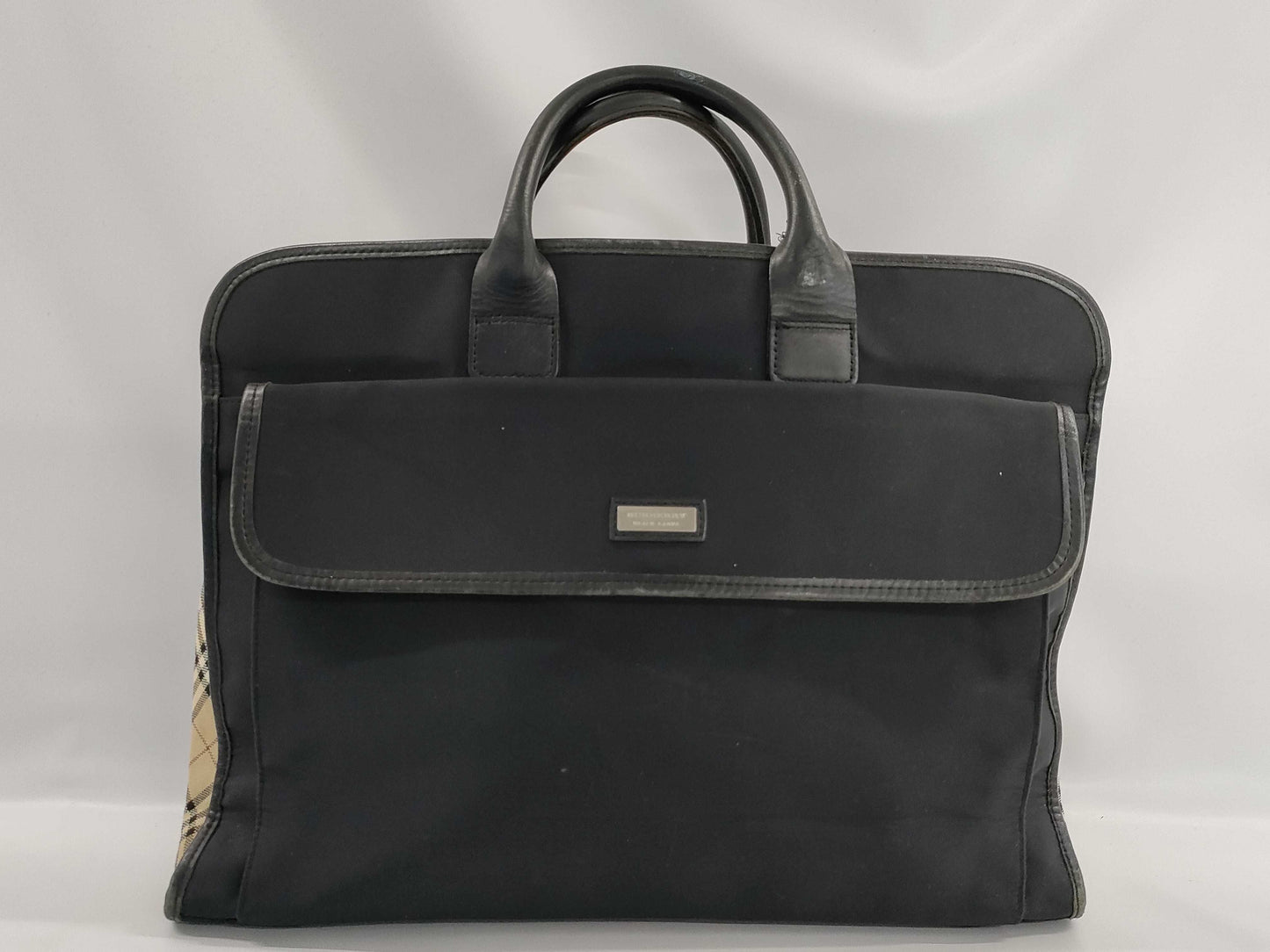 BURBERRY Nova Check Nylon and Leather Business Bag