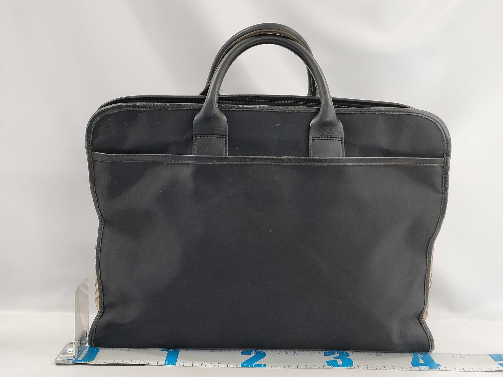 BURBERRY Nova Check Nylon and Leather Business Bag