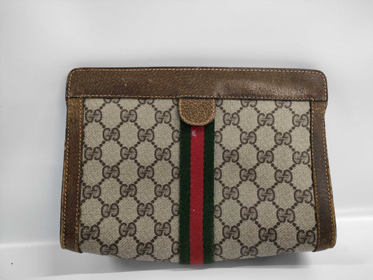 GUCCI GG Supreme 67 014 2125 Sherry Line Brown Pouch