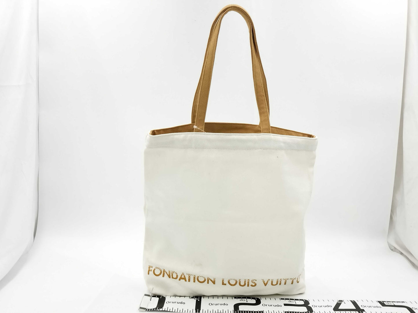 LOUIS VUITTON White Canvas Tote Bag, Fondation Museum Limited Edition