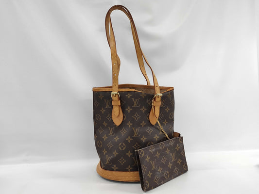 LOUIS VUITTON Monogram M42238 Petit Bucket/Tote Bag with Pouch