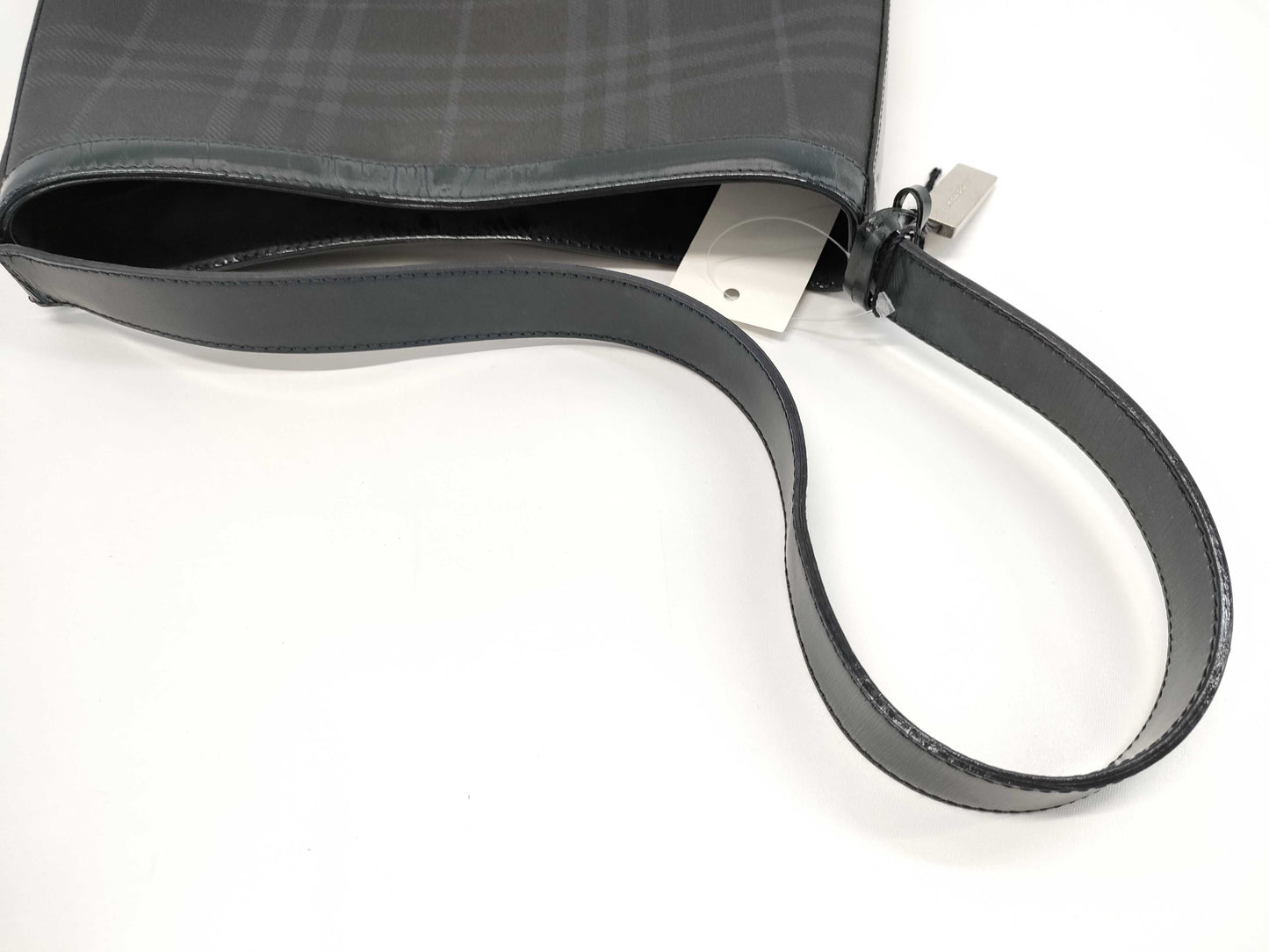 BURBERRY Check Shoulder Enamel Handbag
