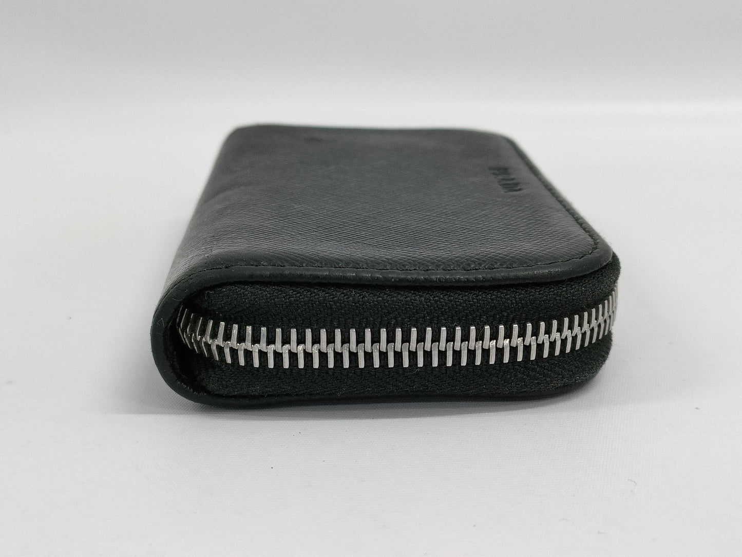 PRADA Saffiano/Round Zip/Key Case Key Case/Key Holder