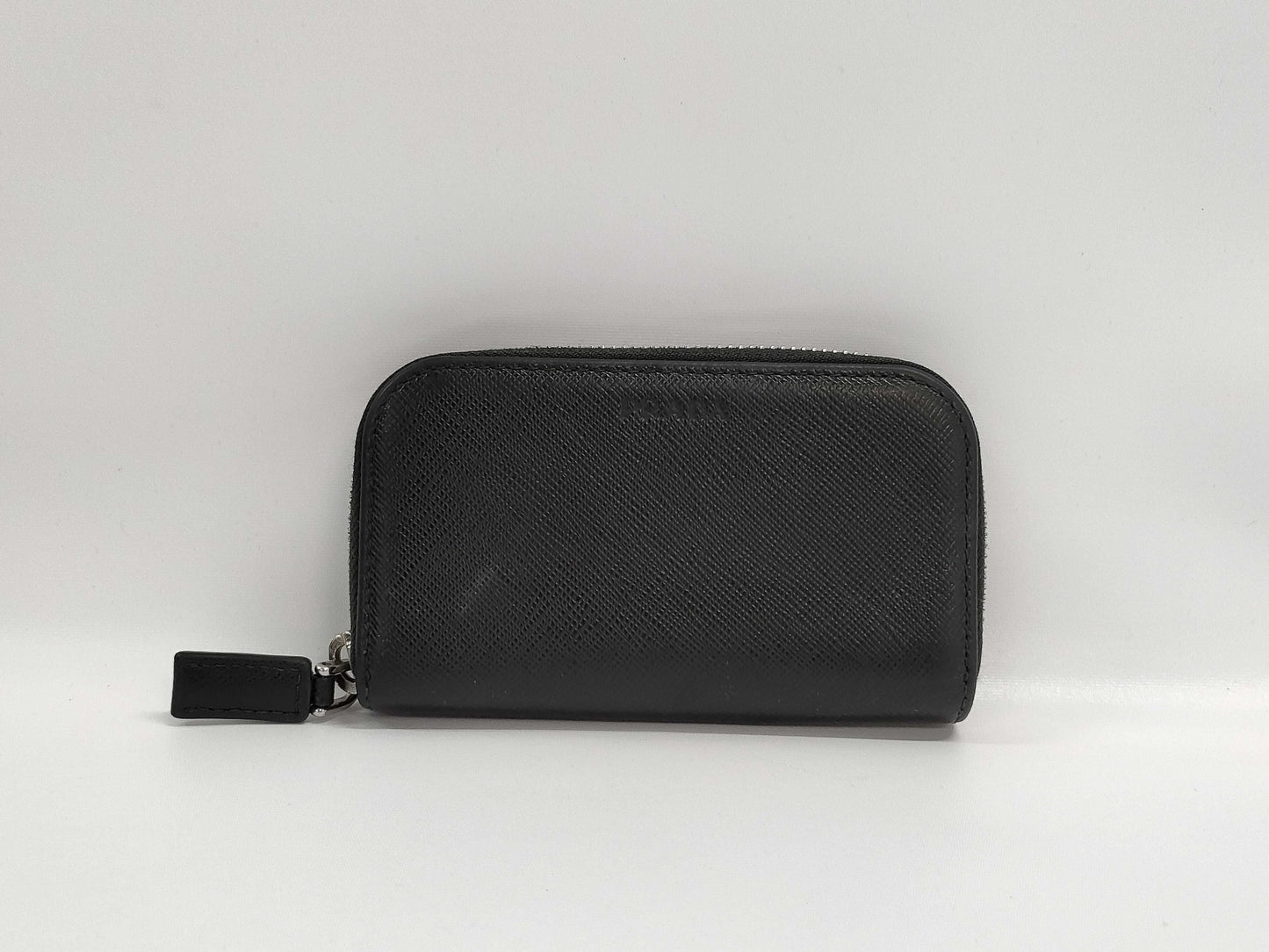 PRADA Saffiano/Round Zip/Key Case Key Case/Key Holder